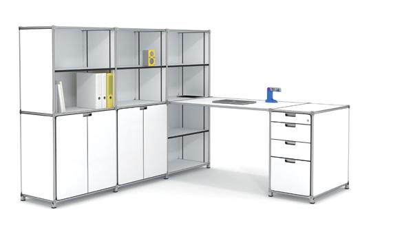 cm) and attachment container with one rear wall and 4 drawers, W 207 x H