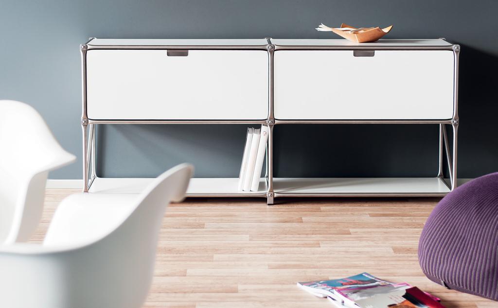 Sideboards Sideboard 22906 white consisting of 4 modules with 2 rear walls and 2 drawers, W 183 x H 79 x D 37 cm, item: #22906 Sideboards conquer more and more areas of use in the design of living