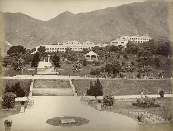 View of the Public Gardens with Albany and the Victoria Peak in the back ground, with