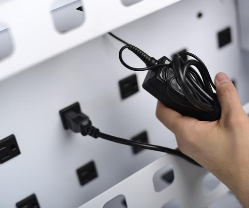 Loading Devices, Cable Management In the front User area of the cabinet Check that the vertical spacing of the shelves fits your devices. Shelves can be installed at any height inside the cabinet.