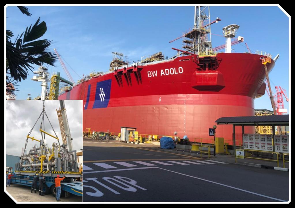 BW ADOLO FPSO Owned by BW Offshore Formerly the Azurite VLCC with large riser and storage capacity Excess processing and heating capacity Large accommodations and deck space for future field