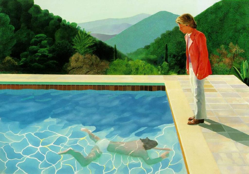 Split Complements - David Hockney uses greens and blue-greens to help balance the