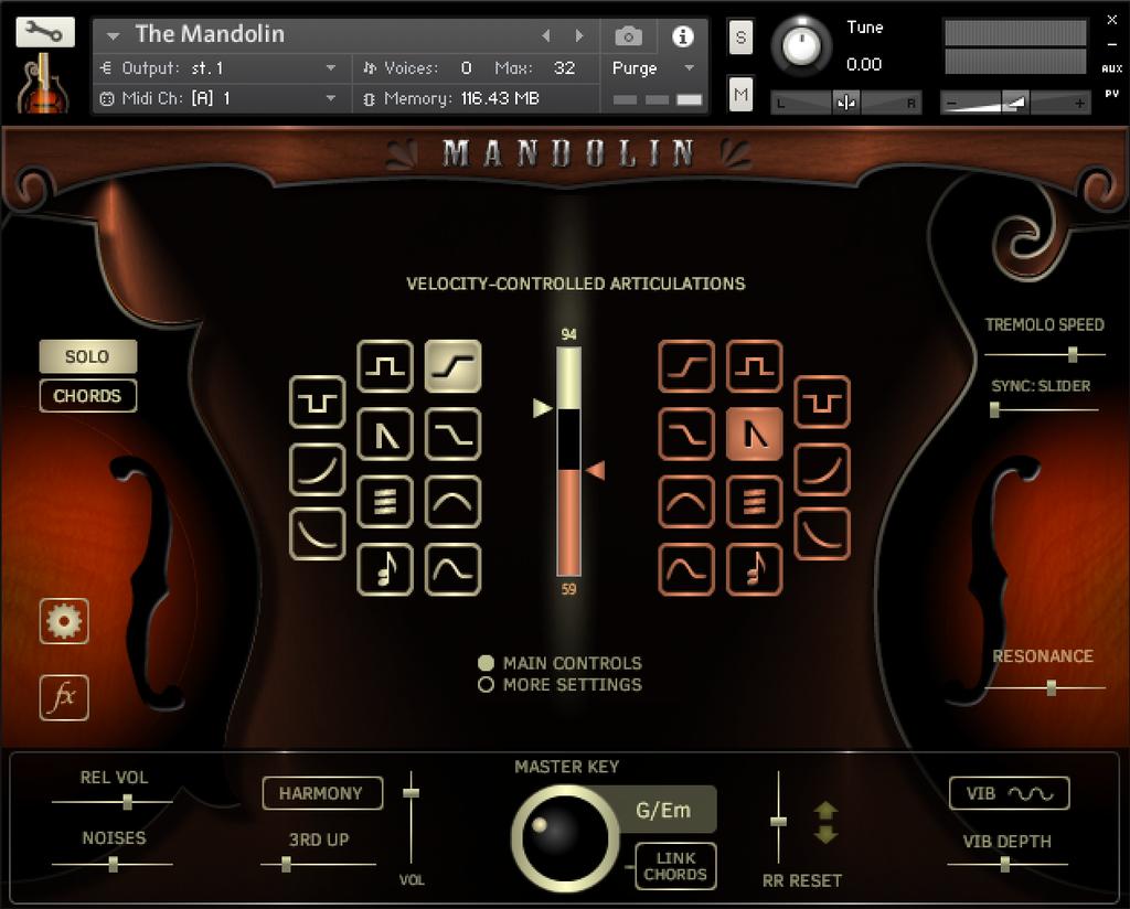 Indiginus The Mandolin has been designed to help you create realistic mandolin parts easily, using both key