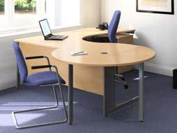 Pear. Desks on panel ends or choice of two metal frame styles (with and