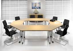 Sectional and Folding Tables Sectional tables in a variety of shapes and sizes, on removable legs,