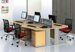 Innovative symmetrical desks and Customer Contact meeting desks.