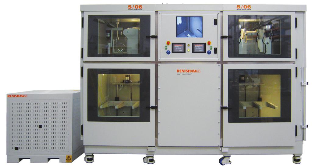 Wide range of machines: 5/01, 5/01 V, 5/04 V, and 5/06 V Renishaw vacuum casting machines - technical data, dimensions, and weight 5/01 5/01 V 5/04 V 5/06 V Maximum external 1175 1000 594 1175 900