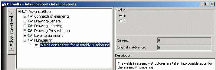 Numbering 8: Weld and/or bolt properties taken into account at Assembly numbering Now you have the possibility to compare the weld properties and bolt properties in numbering. E.g. two identical beams but with a different weld (size, type, note etc) get a different part number.