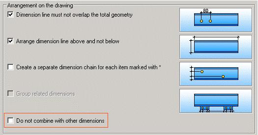 DSM 3: Option to not combine with other dimensions A new option allows avoiding a dimension to combine with others, increasing the drawing quality when two similar dimensions