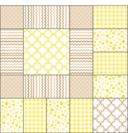 Fabric D [23691 Q] (aqua ginghamcheck Fabric E [23692 L] (lilac pin dot 3 Fabric A [23688 A] (tan lattice