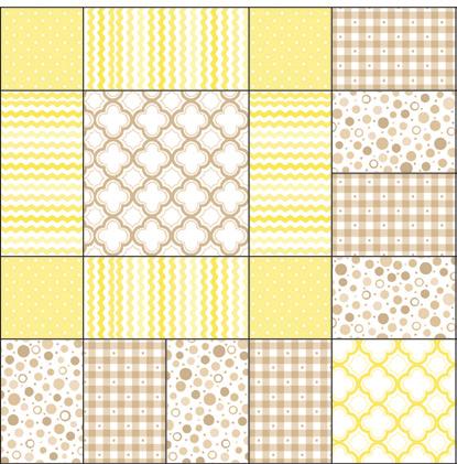 (green ginghamcheck Fabric E [23692 B] (blue pin-dot Fabric A [23688 A] (tan lattice Fabric A [23688 S]