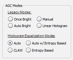 AGC Modes: There are four Histogram Equalization Modes included in the Neutrino camera.