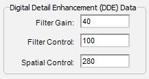 Digital Detail Enhancement (DDE) Data: These settings apply when the camera is in manual DDE mode.