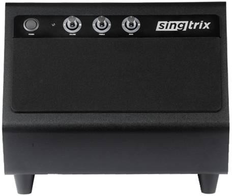 STEP 2 NOTE: Your specific speaker system may be different than the singtrix speaker shown. A. Power ON the Speaker B. Set your speaker volume while you sing through the singtrix console.