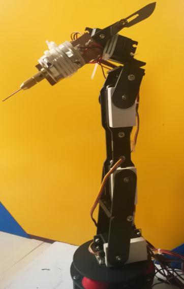 Fig.4 robotic arm complete assembly 3) Servo motors connection All standard servo motors have three wire connectors for connecting to any device.