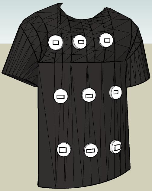 Al Ameri, Mohammadi, Ziaei EECE498 Page 6 of 142 Shirt Detection As shown in Figure 5, the shirt detector design has distance sensors all over the shirt.