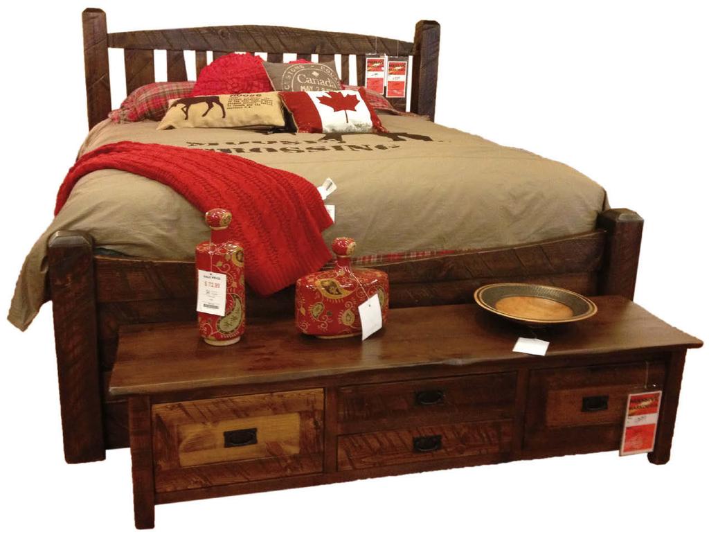 TIMBERFRAME Beds Timberframe AB-087 King, TR508D Trunk with Drawers: Pine, Colour: Victoriaville Stain, All Rustic Look Drawer