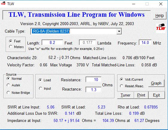 ARRL Transmission Line for Windows