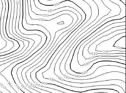 ~ 7.5.2 Contours Contours can be derived from the TIN or lattice grid mesh.