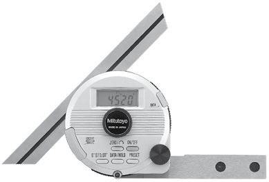 Digital Universal Protractor SERIES 87 Data output function make it easy to see the statistical data. Can be attached to height gages. gage holder (575, metric) Setting preset value. Removable blade.