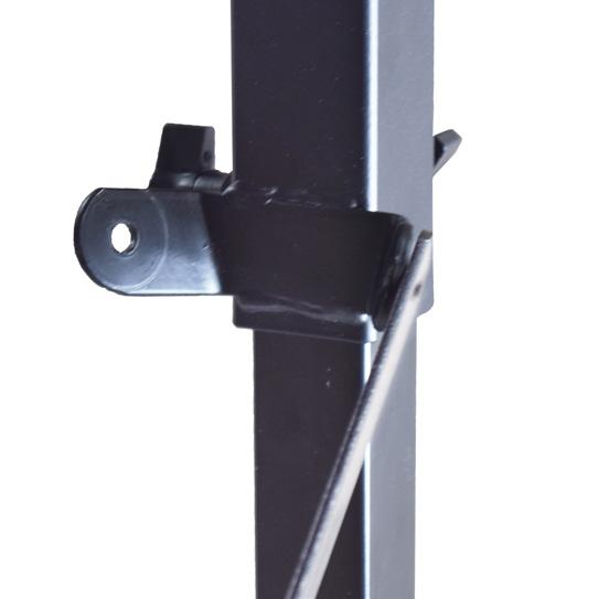 welded to the leg portion of the dust collection guard mounting bracket (B).