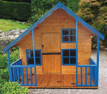 Playhouses the Lodge the Playhouse 8 wide x 6 deep Lodge with optional blue paint pack the Superden 8 wide x 6 deep