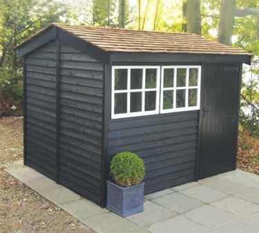 the Holt many different options in style and finish 10 wide x 8 deep pressure treated barnstyle Holt Apex with optional cedar shingle roof, painted