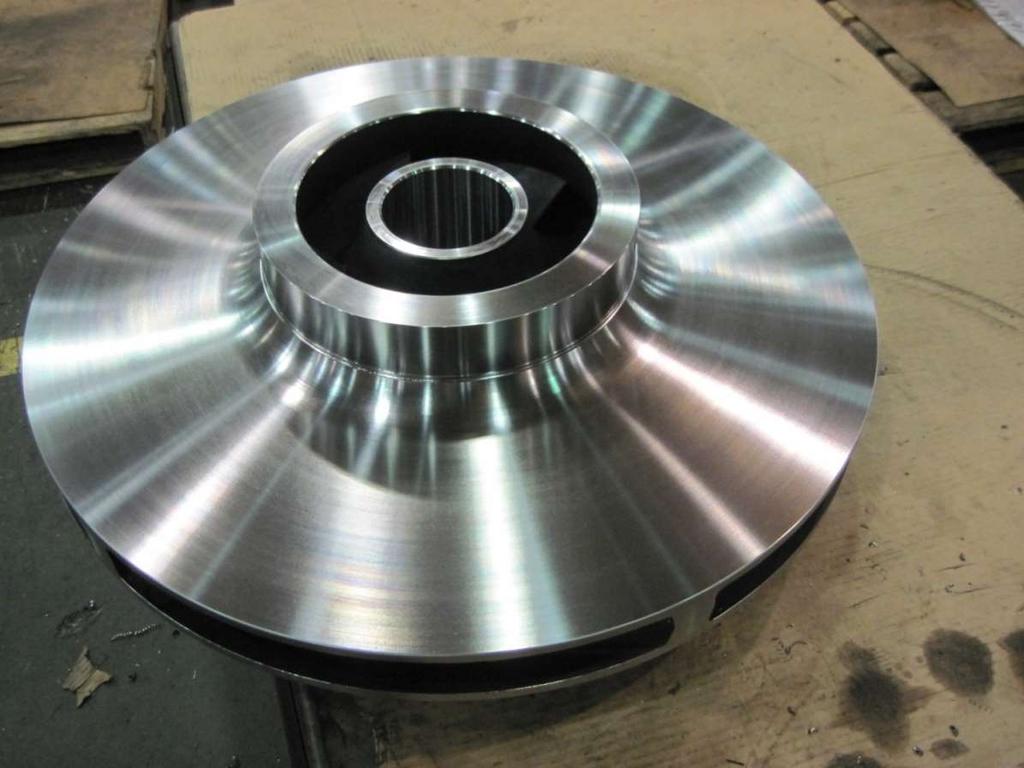 27 diameter x 9 high impeller, investment casting weight 505 lbs, material 17-4 PH SS Reverse engineered from existing part as no drawings or models were available.