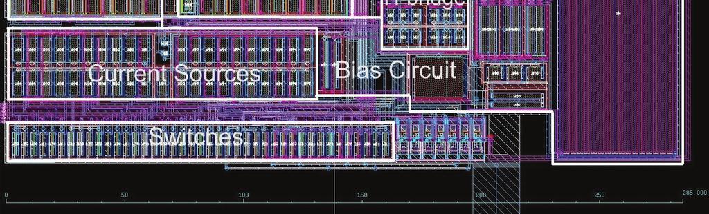 5 m CMOS technology solution with the used area about 285x155 m. The bias circuit current mirror is the core of matched current sources. In fig.