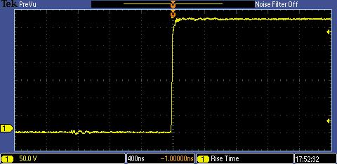TIDA-00915 Test Results Inverter Output Rising dv/dt Switching at 300V DC F PWM = 100kHz V DC Link = 300V Fastest