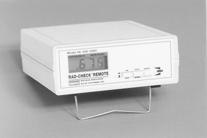 RAD-CHECK REMOTE X-RAY EXPOSURE METER Specifically designed for use with the external 30 cc remote ion chamber (Model 06-528). Dose: 0.001 to 2R; 0.01 to 20 R/min.