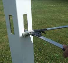 VINYL FENCE POST NIBBLER MODELS Use to elongate rail hole in post when required to rack fence rails or section over a slope or grade. Variable leverage handle action. Long aluminum handles.