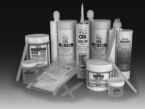 Clockwise from left: ADH10 (IPS810) quart, SS115, ADH100, SS140, ADH845, ADH10 (IPS810) pint, and MA320 About Adhesives ADH100 is a single-component adhesive/sealant for sealing pipe grommets and