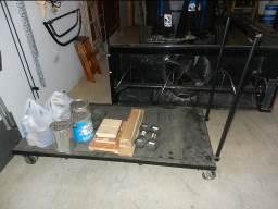 Metal Shelving inc. HD Shelf Rack Misc. Shop Stands Shop Cart Twin Halogen Shop Lights on Stand (new) 3 Kerosene Heaters Misc.