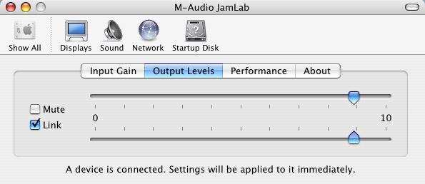 JamLab Manual English The Output Levels tab allows you to control the overall output level of the JamLab.