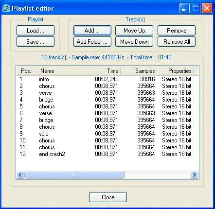 In Windows XP, the Track Player comes loaded with a playlist made of M-Audio ProSessions.WAV files as an example. JamLab Manual English Click on the Power button (1) and press the Play button (4).