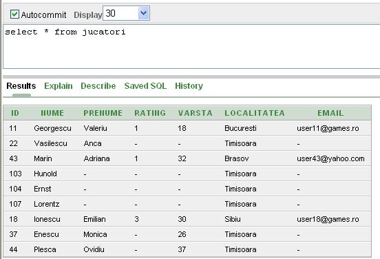 . Modificarea datelor dintr-o tabelă Modificarea uneia sau mai multor înregistrări (linii) dintr-o tabelă se realizează cu comanda UPDATE care are sintaxa: UPDATE nume_tabela SET coloana1 = valoare1,