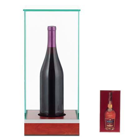 NV002 Wine Displayer Pre-assembled, tempered glass fully enclosed wine presentation display with glass to glass construction.