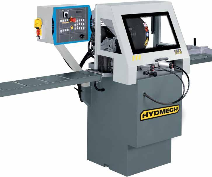 PNF350-2S Semi-automatic operation Pneumatic operating saw head and vises, activated by push button control panel Robust sawing head can tilt 45 left for compound miter cutting Two blade speeds