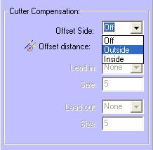 In the "Cutter compensation" section, set the "Offset Side" on OutSide. 23.