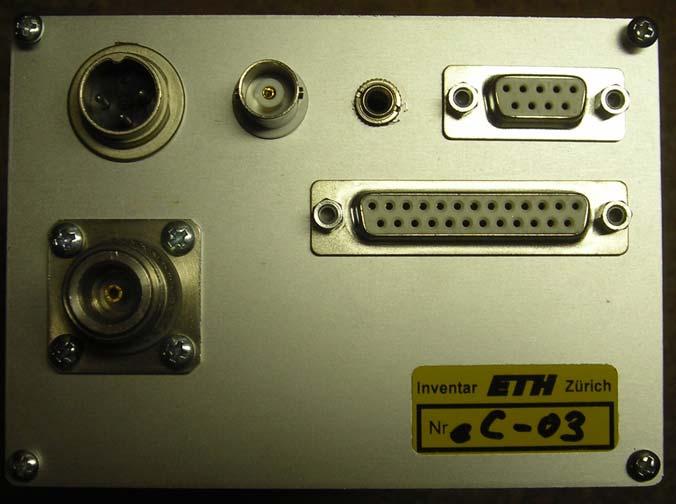 5.3 Backside panel description Audio output (ac) Detector output (dc) RS232 connection to PC FPU control Supply Callisto +12V/250mA External clock
