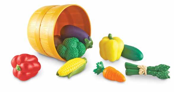 Mouth-watering, healthy dinner foods are made of soft, durable plastic and sport a contemporary look!