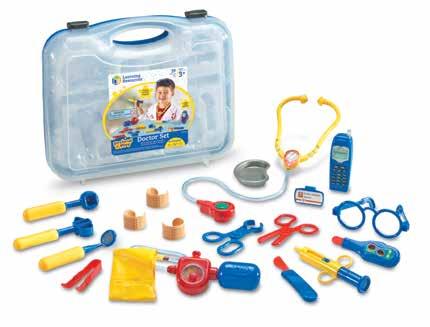 syringe, blood pressure cuff, scissors, reflex hammer, bedpan, ear scope and dental mirror in a plastic carry case.