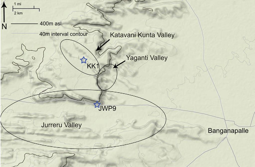 New rock art discoveries in the Kurnool District, Andhra Pradesh, India Figure 1. Map showing the location of Banganapalle, south-central India, and the river valleys explored.
