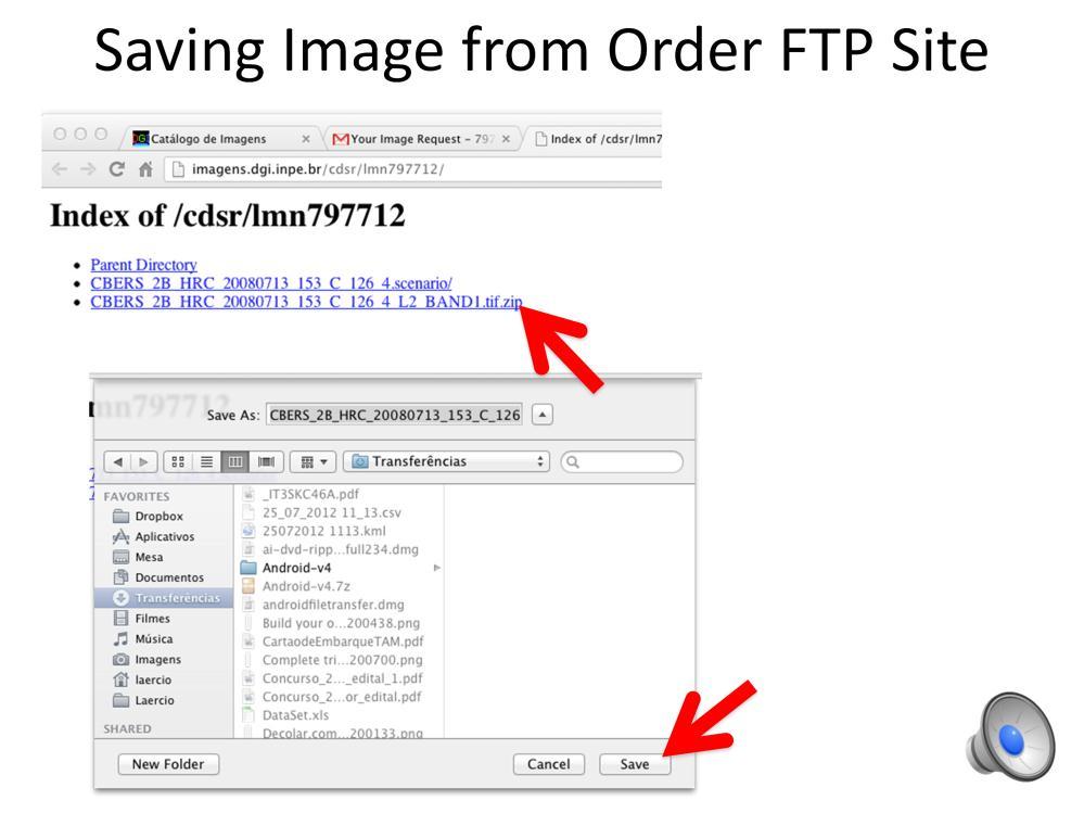 The FTP site contents is shown in the web page. The image is available in compressed format using ZIP.