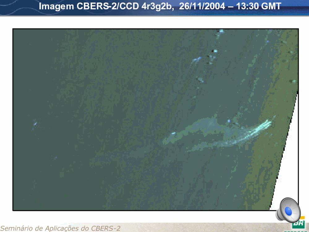 A closer examination of the probable spill was done using CBERS CCD image.