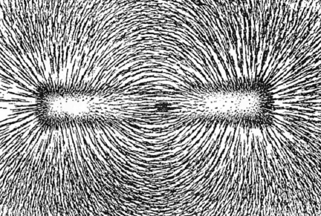 As you can see, the lines of force of the magnetic field exit the magnet through the north pole and enter it through the south pole. Figure 154.