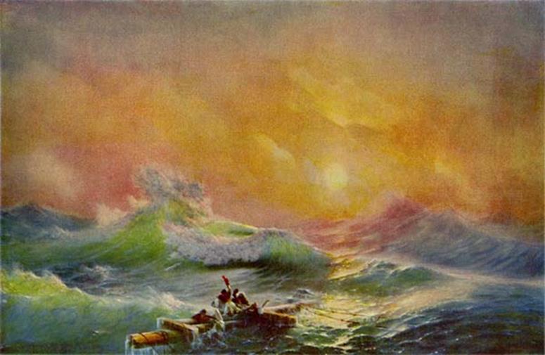 THE NINTH WAVE In the painting The Ninth Wave the master's talent showed fully for the first time. The painting shows a sea still rough after a night storm.