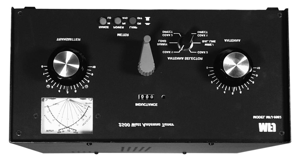 2500 Watt SSB / CW Tuner Model MFJ-9982 INSTRUCTION MANUAL Requires 9V Battery or 12V DC Source for Meter Operation CAUTION: Read All Instructions Before Operating