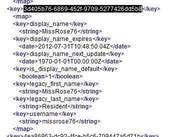 Figure 6: The entry for the current user in avatar_name_cache.xml 5.1.